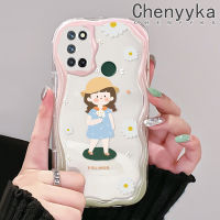 เคส Chenyyka สำหรับ Realme 7 Pro 7i C17 Narzo 20 Pro ในฤดูร้อนที่น่ารักลายการ์ตูนเด็กผู้หญิงตัวเล็กขอบโค้งเคสใสเนื้อครีมใสฝาครอบป้องกันเคสมือถือ