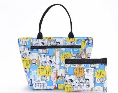Li Shibao ฤดูร้อนใหม่กระเป๋าถือแฟชั่นโดราเอมอนภาพวาดต้นฉบับพิมพ์กระเป๋ามือ7470ส่งถุงเล็ก