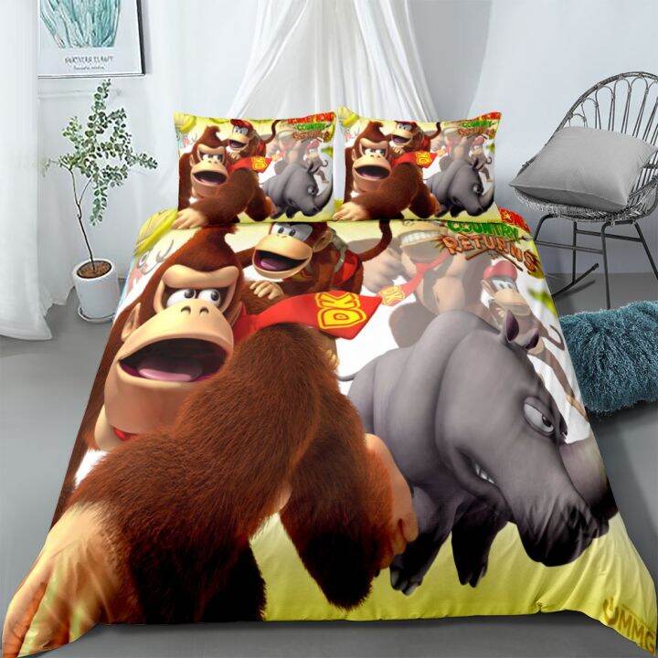 donkey-kong-switch-game-bedding-set-single-twin-double-queen-king-cal-king-size-bed-linen-set