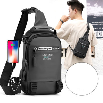 สลิงกระเป๋าสำหรับผู้ชายผู้หญิงกันน้ำบุรุษสลิงกระเป๋าเป้สะพายหลังกระเป๋า C Rossbody กระเป๋าที่มีพอร์ต USB ชาร์จสำหรับการเดินทางเดินป่า