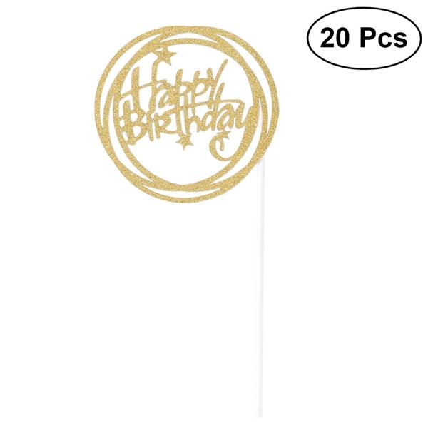 20x Glitter Paper Happy Birthday Letter Cake Cupcake Topper Home Party Decor