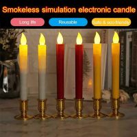 2pcs Dinner Table Candle Light Buddha Prayer Candle Light Simulation Flameless LED Electronic Candle Wedding Candles With Base