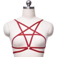 Harness Body Star Soft Lingerie Sexy Women Top Crop Goth Fashion Bra Bondage Cage Body Harness Multicolor Pentagram