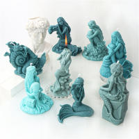 Resin Statue Home Crafts Aromatherapy Plaster Soap Resin Plaster Making Set DIY Plaster Ornaments Mermaid Silicone Candle Molds