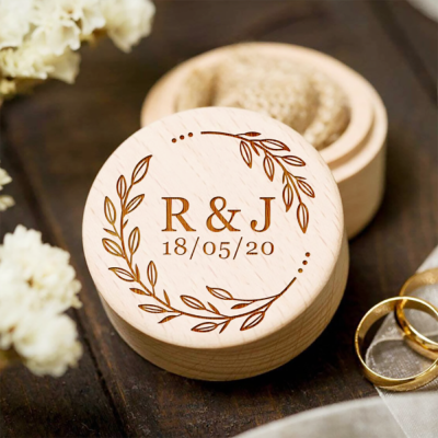 【cw】Personalized Rustic Wedding Ring Keepsake Ring Pillow Wooden Ring Holder Wedding Valentine Engagement Jewelry