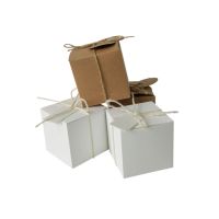 10/50Pcs Kraft Paper Candy Boxes with Tag Square Wedding Favor Gifts Box With Rope Baby Shower Wedding Birthday Party Decoration Pipe Fittings Accesso