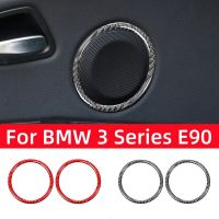 For BMW 3 Series E90 2005-2012 Car Accessories Carbon Fiber Interior Car Door Horn Decoration Ring Trim Cover Stickers