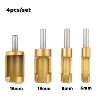 4Pcs Titanium Coated Shank Barrel Cork Drill Bit Plug Cutter Bored Hole Tenon Drills Hole Saw Arbors Woodwork Hole Opener Tools