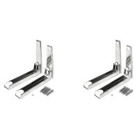 2X Support Frame Steel Foldable Stretch Shelf Rack Microwave Oven Wall Mount Bracket Stainless Silver