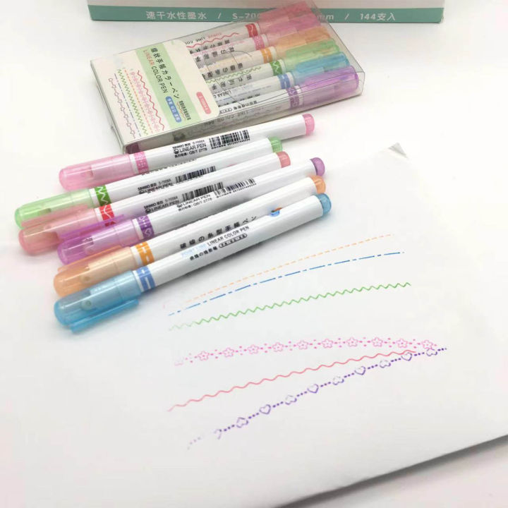 ปากกาไม่มีเครื่องหมายเป็นพิษแห้งเร็วปากกาไฮไลท์เน้นคำโค้งหลากสีสำหรับการวาดลวดลายที่สวยงาม