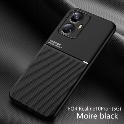 Luxury Leather Protection Phone Cases for Realme 10 Pro Plus Case Car Magnetic RMX3687 Cover Housing Electrical Connectors