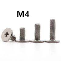 M4x4ชิ้น/5/6/8/10มม. เหล็กกล้าไร้สนิมข้าม304ฟิลลิปส์บางมากๆสลักเกลียวหัวเวเฟอร์ต่ำแบนสำหรับคอมพิวเตอร์แล็ปท็อปซม.