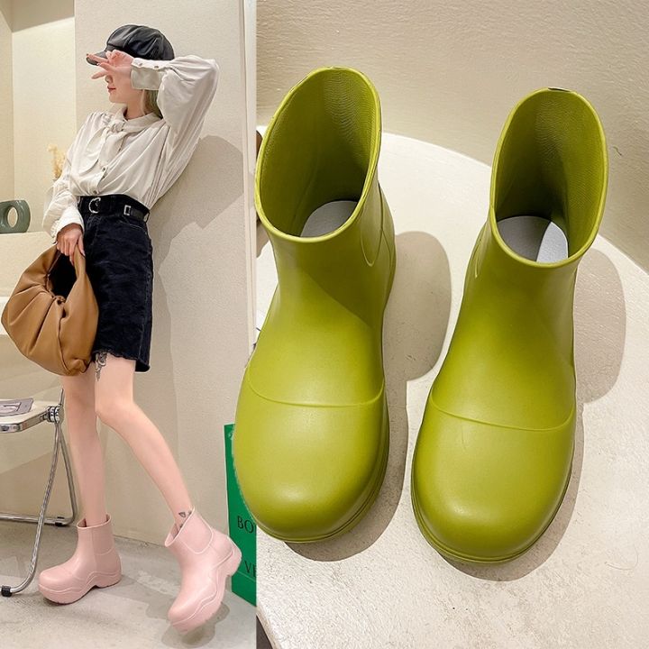 รูปแบบใหม่ของเนยผลไม้สีเขียว-eva-รองเท้าพื้นหนารองเท้าแฟชั่นฤดูร้อนฝนรองเท้าสั้นถังเกาหลีฝนรองเท้าสตรี-sf8465