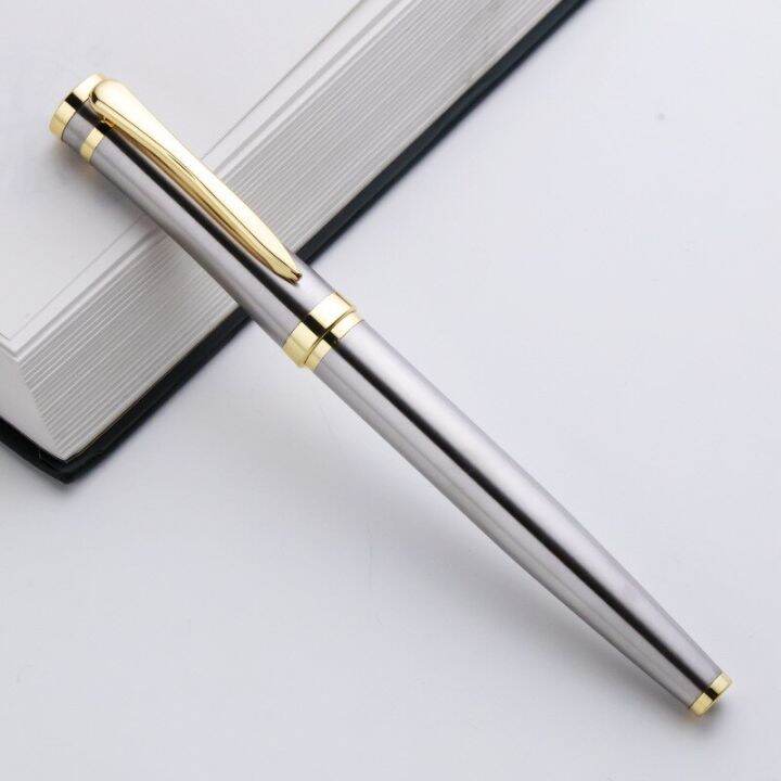 1-piece-high-quality-black-office-writing-pen-spin-metal-signature-ink-pens-stationery-office-trim-metal-ballpoint-pen-pens