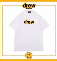 ☇™DREW HOUSE เสื้อแขนสั้นผู้ชายง่ายและอเนกประสงค์ฤดูร้อน,พิมพ์รอบคอตัวอักษรแบรนด์อินเทรนด์เสื้อยืดแบบหลวมหน้ายิ้ม