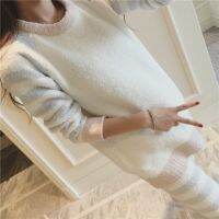 [COD] style soft round neck pullover long-sleeved pajamas suit for young ladies sweet casual loose home clothes that can be worn outside