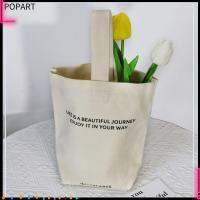 POPART ผ้าใบแคนวาส กระเป๋าผ้าใบขนาดเล็ก สายรัดข้อมือ การพิมพ์ตัวอักษร กระเป๋าข้อมือปม ลำลองแบบสบายๆ เล็กๆน้อยๆ ถุงนักช้อป ผู้หญิงผู้หญิงผู้หญิง