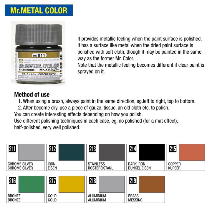 Sơn Mô Hình Mr. Hobby - Mr Metal Color (Mc211 ~ Mc219) | Lazada.Vn