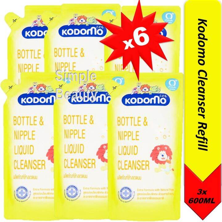 [Bundle of 6]Kodomo Baby Bottle Cleanser & Nipple Liquid Refill, 600ml