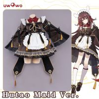 In Stock UWOWO Game Genshin Impact Hutao Cosplay Hu Tao Costume Halloween Maid Costume Christmas Outfit Dress Cosplay Role Play