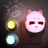 Auto On Off Night Lights Plug In Wall Smart Lighting Sensor LED Nightlight for Kids Rooms Cute Headphone Bear Night Lamp EU Plug