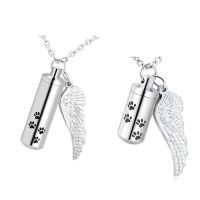 [YP] กระบอกสูบสร้อยคอสำหรับขี้เถ้าสุนัข Angel Wing Urn สร้อยคอสัตว์เลี้ยงอุ้งเท้าพิมพ์ขี้เถ้ารำลึกสร้อยคอสำหรับสุนัข/แมว