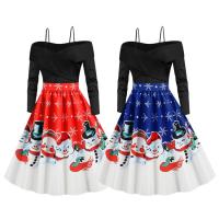 Christmas Dresses for Women Christmas Vintage Dress for Women Christmas Suspender Flared Dress with Off Shoulder Collar for Party clever