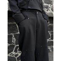 COD WZZX high quality kiko Black rivet striped suit pants mid-high waist straight tube wide lift mens and womens casual pants