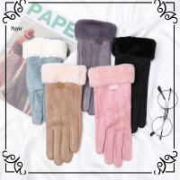 YUYU น่ารัก ฤดูใบไม้ร่วงฤดูหนาว หน้าจอสัมผัส ถุงมือเต็มนิ้ว ตุ๊กตาหนา Furry Warm Mitts ถุงมือผู้หญิง