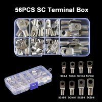 56pcs/box Bolt Hole Tinned Copper Cable lugs Battery Terminals Kits Assortment Set 6mm2 10mm2 16mm2 25mm2 SC6-6 SC10-6 SC25-6