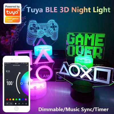 Tuya BLE Smart 3D Night โคมไฟ LED ข้างเตียงของขวัญเด็กสัตว์การ์ตูนอะคริลิคแผง Light App ควบคุมเสียงผ่าน BLE Hub