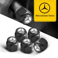 JC | 4ชิ้น Anti-Theft สำหรับ Benz สังกะสีรถโลหะผสมยางอุปกรณ์เสริมวาล์วลำต้นหมวกหนึ่งพวงกุญแจประแจปากตาย