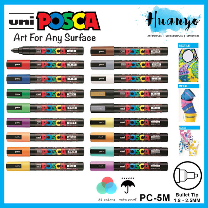 Uni POSCA PC-5M Water Based Paint Markers Medium Point (1.8-2.5mm