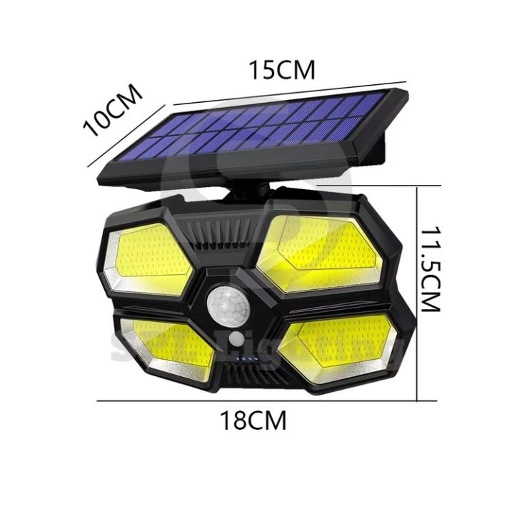 ไฟโซล่าเซล-ไฟ-cob-ไฟสปอร์ตไลท์-ใช้พลังานแสงอาทิตย์-สว่างจ้า-3โหมด-ตรวจจับความเคลื่อนไหว-ทนแดด-กัน-ไฟแสดงสถานะ4ระดับ