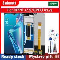 Salmatt หน้าจอ LCD IPS 6.22นิ้วของแท้สำหรับ OPPO A12/OPPO A12s เครื่องอ่านพิกัดจอแสดงผล LCD แบบสัมผัสหน้าจอแทนการประกอบสำหรับ OPPO A12 CPH2083 CPH2077 OPPO A12s กรอบกลางสำหรับ A12s OPPO A12 OPPO