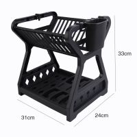 Bowls Chopsticks Storage Rack Double-layer Kitchen Dish with Chopstick Cage Household Tableware Organizer Tray Box BasketTH