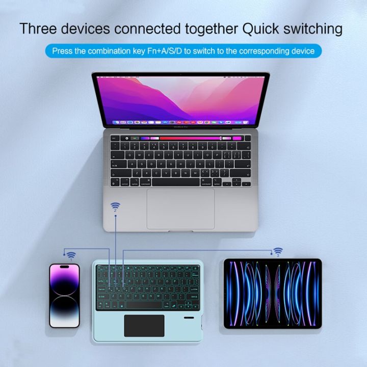 huwei-แป้นพิมพ์เรืองแสงทัชแพดแป้นพิมพ์บลูทูธไร้สายแบบชาร์จไฟได้สำหรับแท็บเล็ต-ipad-โทรศัพท์แล็ปท็อปสำหรับ-android-ios-windows-ljp396คีย์บอร์ดพื้นฐาน