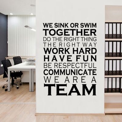We Sink Or Swim Together Work Hard Fun Teamwork Office Wall Sticker Art We Are a Team Success Quotes Inspirational Decor