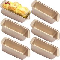 6 Pcs Bread Pan Loaf Pan for Baking Non-Stick Carbon Steel Baking Bread Toast Mold Loaf Baking Pan Set (Golden)