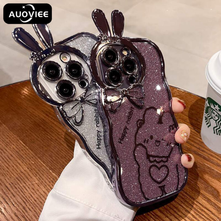 Glitter Gradient Cartoon Rabbit Phone Case - Cute Cover for iPhone