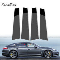 4pcs รถประตูหน้าต่างเสาโพสต์ Trim ครอบคลุมสติกเกอร์สีดำสำหรับ porche Panamera อุปกรณ์เสริม2009 2010 2011 2012 2013-2016 Panamera