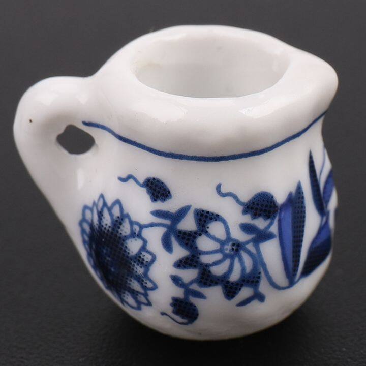 1-12th-dining-ware-china-ceramic-tea-set-dolls-house-miniatures-blue-flower