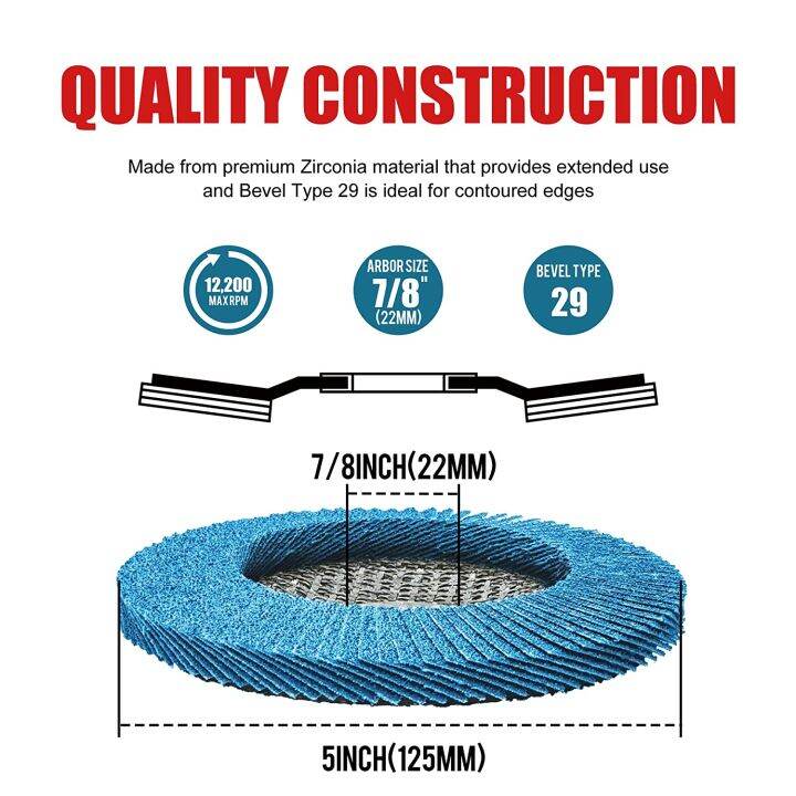 ezarc-10pcs-flap-discs-diameter-125-mm-x-22-2-mm-pack-of-10-blue-flap-discs-grit-80-or-40-for-stainless-steel-metal-and-wood