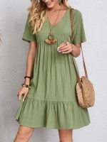 jkk Dresses 2023 V Neck Ladies Boho Loose Beach Vestidos