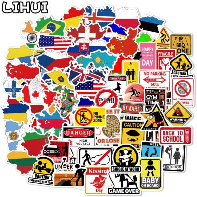 【LZ】 10/100 PCS Map National Flag Sticker for Kids Sign Warning Stickers for Laptop Suitcase Guitar Skateboard Waterproof Deacls Gift