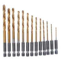 HOT 13Pcs 1/4 Hex Shank 1.5-6.5mm Drill Bits HSS High Speed Steel Titanium Coated Drill Bit Set Power Tools Accessories