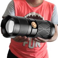 XHP90.2 Super Bright Led Double Head Flashlight Waterproof Rechargeable Zoomable Torch Work Light Spotlight Floodling Lantern Rechargeable  Flashlight