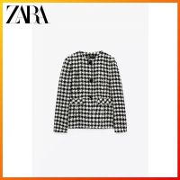 Zara ใหม่ เสื้อแจ็กเก็ตสูทลําลอง ลายฟันสุนัข สําหรับผู้หญิง