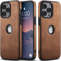 เคสฝาหลังบางสำหรับ iPhone 15 Pro Max 14 Plus 13 Pro Max 12 11 Pro 11 Pro Max หนังแท้วินเทจหรูสำหรับ Iphone XS Max XR X 8 7 6S Plus