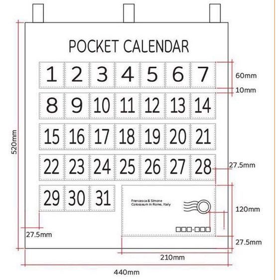 ปฎิทินผ้า-แบบเเขวนผนัง-พร้อมช่องกระเป๋า